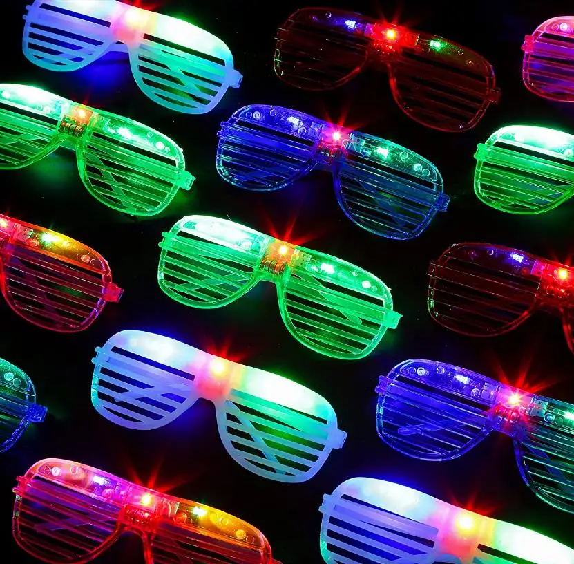 

50pcs Rave Flashing LED Shades Light Up Shutter Sunglasses Glowing Party GLasses Christmas Birthday Favors Bag Fillers