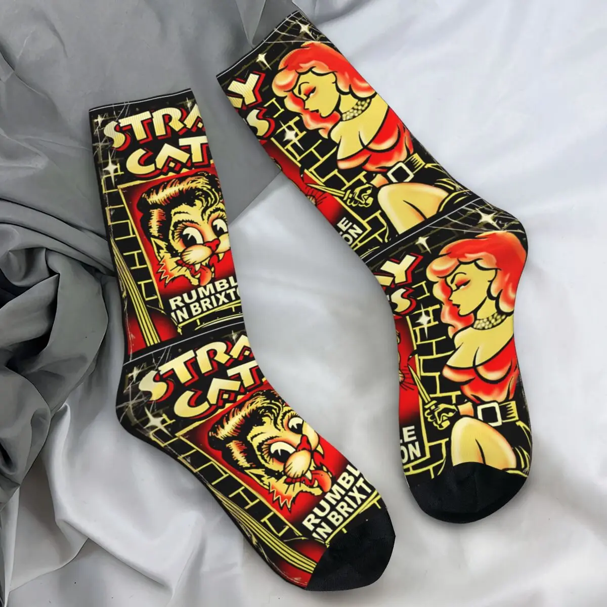 Stray Cats Brian Setzer Socks Vintage Music Band Harajuku Stockings Autumn Non-Slip Men Socks Breathable Graphic Climbing Socks