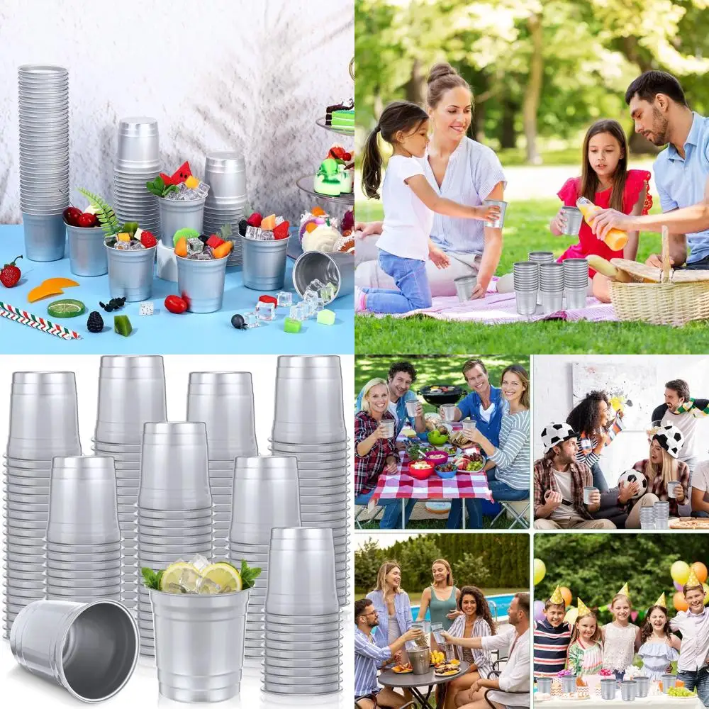 

Алюминиевые чашки объемной 9 унций — пригодные для вторичной переработки, одноразовые и многоразовые для холодных напитков, кофе, пива — идеально подходят для мероприятий на открытом воздухе, Family Ga