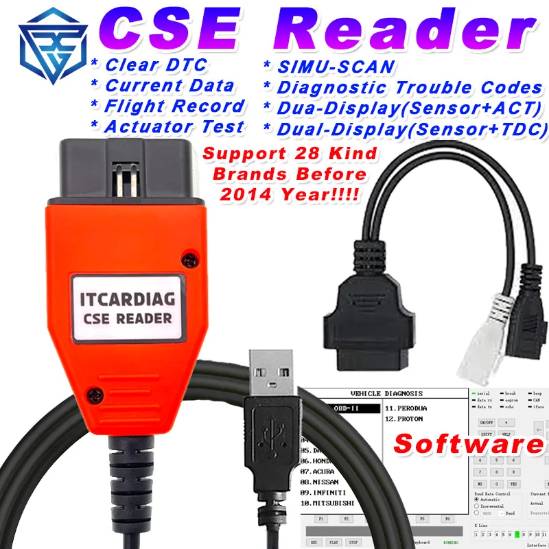 

ITCARDIAG CSE Reader OBD 2 Code Scanner Replace Hi-Scan Pro CarmanScan 1 Read Trouble Code Clear DTC Current data Actuator test