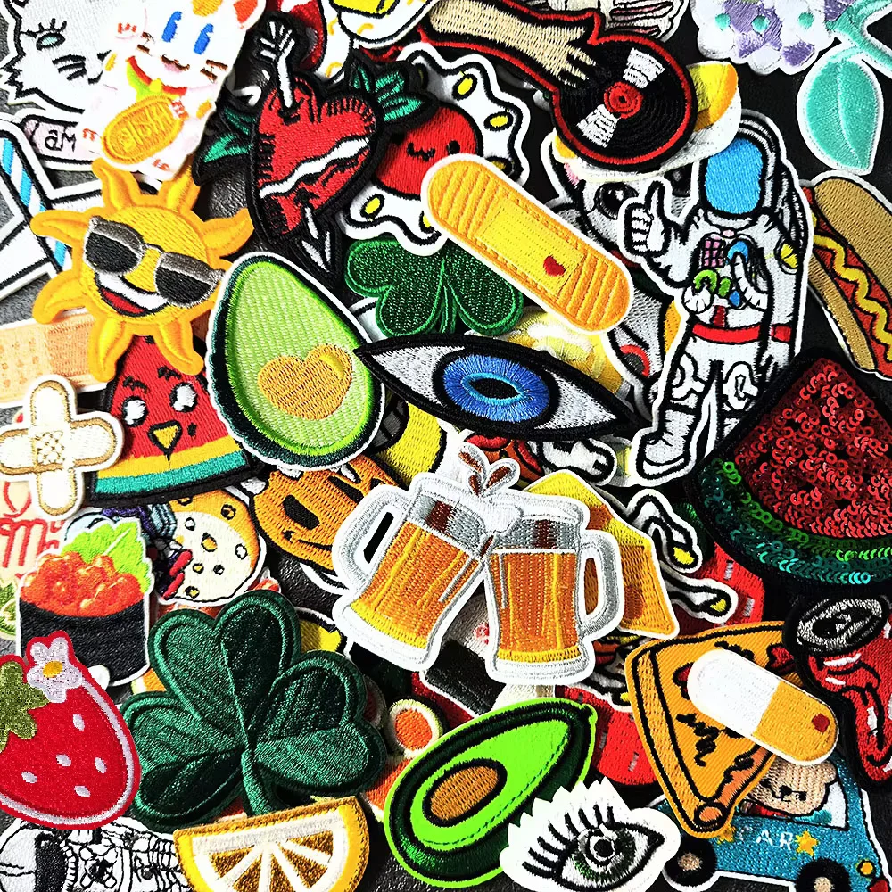 Leaf Watermelon Sushi Avocado Patches Badges Embroidery Patch Applique Ironing Clothing Sewing Supplies Decorative Fruit Beer
