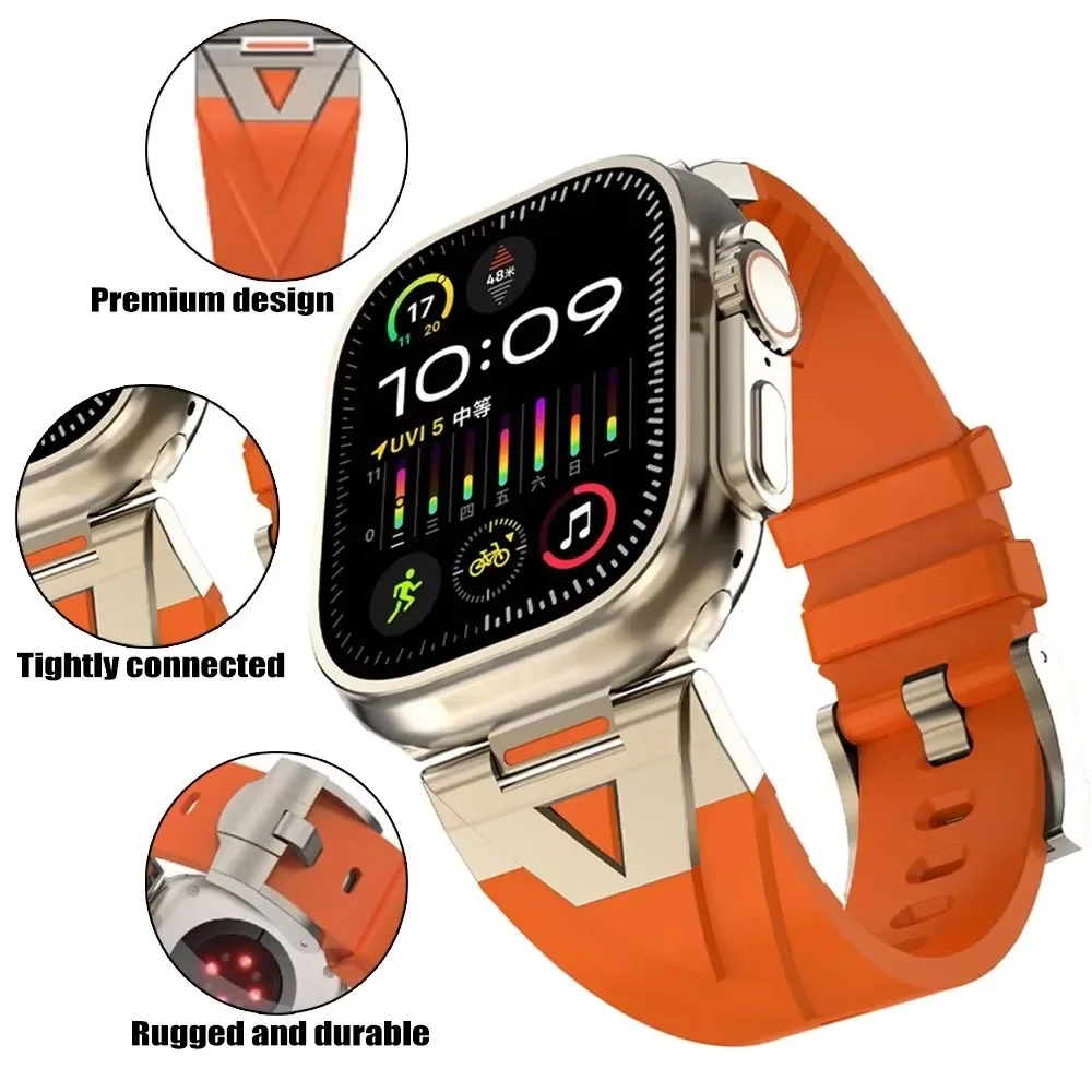 Silicone Sport Band For Apple Watch Series 10 9 8 7 6 5 4 SE TPU Strap For IWatch Ultra 2 49mm 46mm 45mm 44mm 42mm 40mm Bracelet