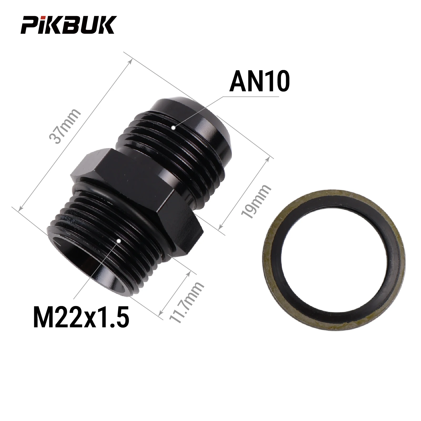 PIKBUK Aluminium AN6 AN8 AN10 AN12 auf M10/12/14/16/18/20/22x1.5 Adapter Flare-Fitting Auto-Schlauchanschluss Stecker Ölkühler-Anschluss