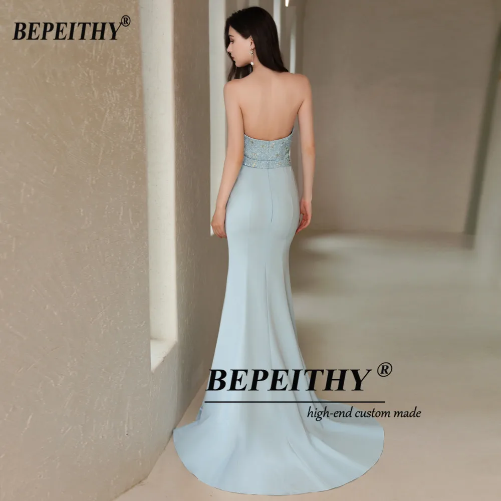 BEPEITHY Customized Mermaid Long Prom Dresses For Women Sweetheart Party Dress Trumpet Style Sky Blue Evening Luxury Dress 2023