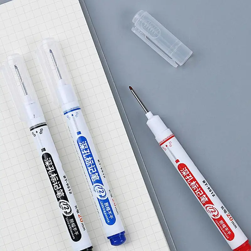 Long Nib Marker Woodworking Marking Pen Multifunctional Deep Hole Marker Pens Long Nib Marker For Bathroom Woodworking