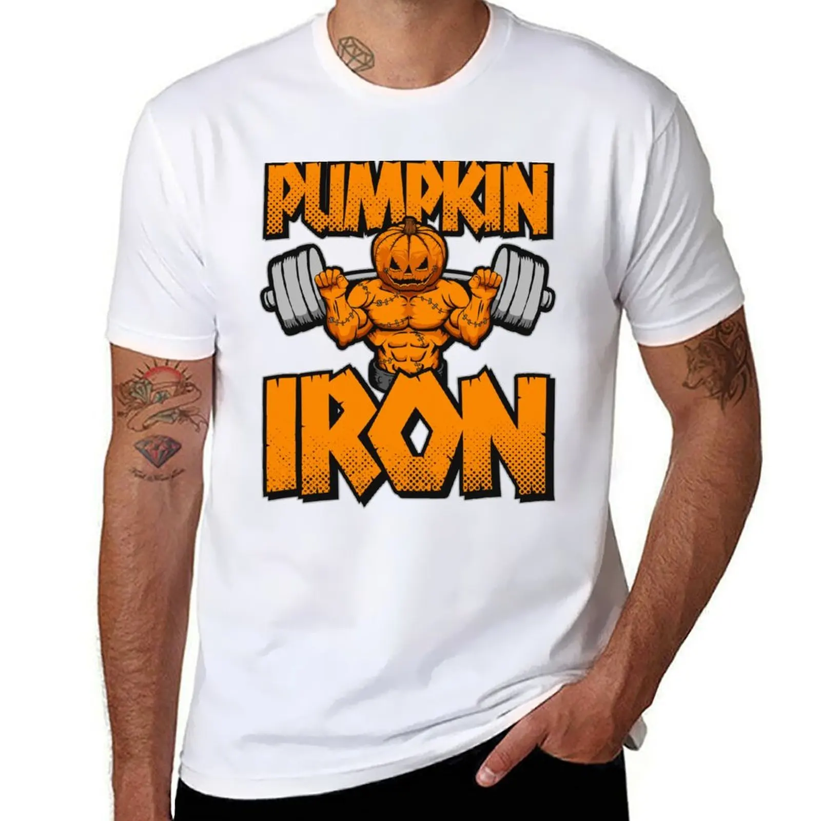 

Halloween Workout Pumpkin Iron Squat Bodybuilder Fitness T-Shirt funny t shirts cotton man t shirt cotton high quality T-Shirt