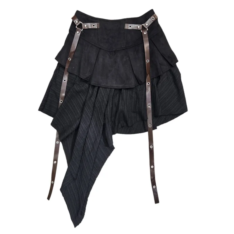 Women's Irregular Skirt 2026 Spring Summer Mini Skirts New Vintage Punk Pleated Irregular Skirt High Waist A Line Short Skirt