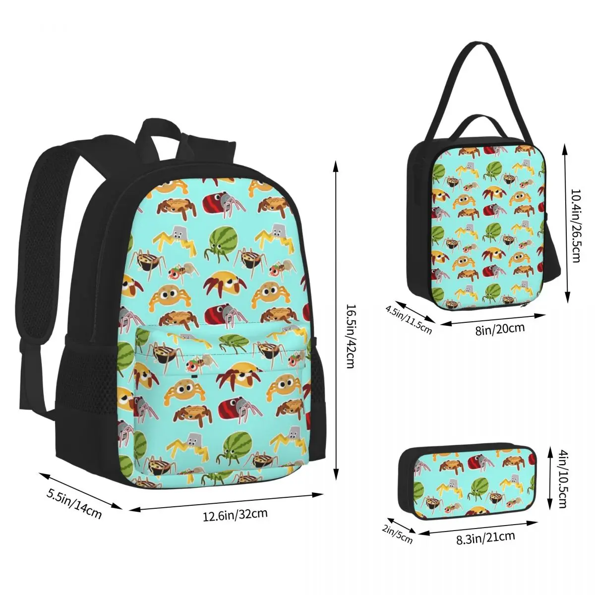 Bugsnax Bug Pack Fan Art Kinda Bug Backpacks  Bookbag Children School Bags Kids Rucksack Lunch Bag Pen Bag Three-Piece Set