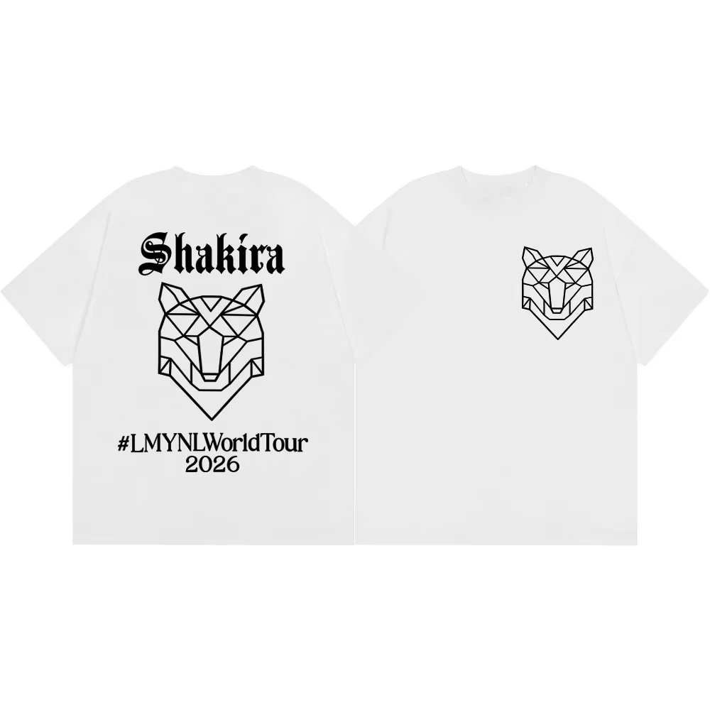 1. Unisex Shakira LMYNL 2026 World Tour T Shirt Latin Singer Geometric Wolf Head Front Back Print Crew Neck Cotton Music Fan Tee