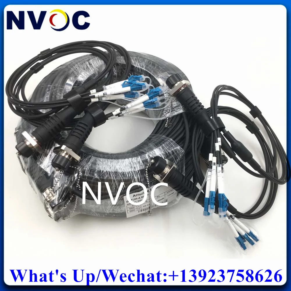 

8Cores 60M Outdoor SM Fiber ODC Round Male Plug 5.0mm Black TPU Cable Patch Cord Without Coil And 4C Female ODC-LC 1M Connector