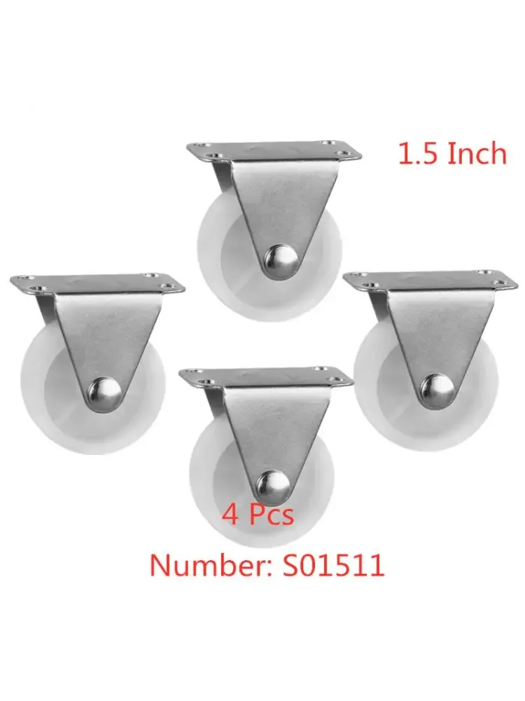 4 Pcs/Lot 1.5 Inch White Pp Directional Caster Diameter 40mm Plastic Wheel Tug Furniture