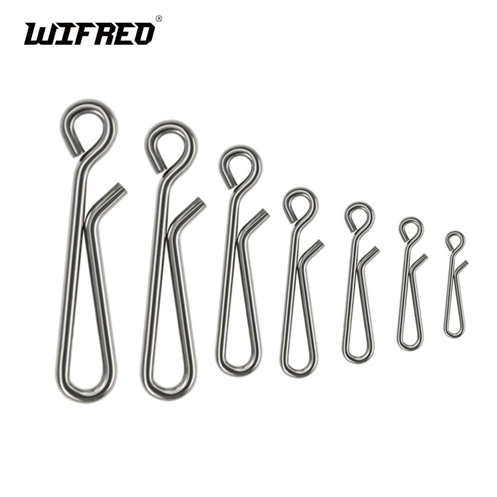 100PCS Stainless Steel Clips Fishing Hanging Snaps Size 0 1 2 3 4 5 6 Fish Tackle Connector Accessories for Lure/Surf Saltwater