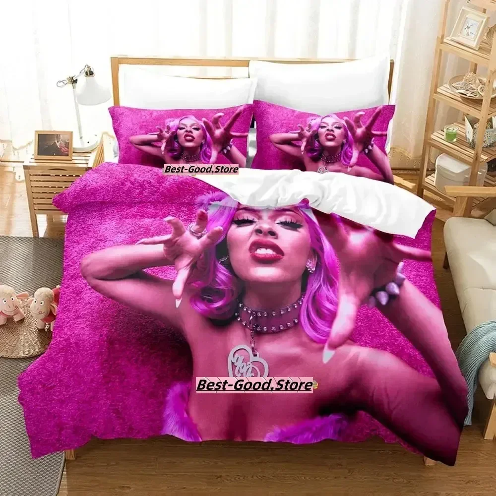 مثير دوجا القط طقم سرير غطاء لحاف ورقة مطبوعة طقم سرير المخدة سرير كامل الملكة الملك الحجم المعزي غرفة نوم #4