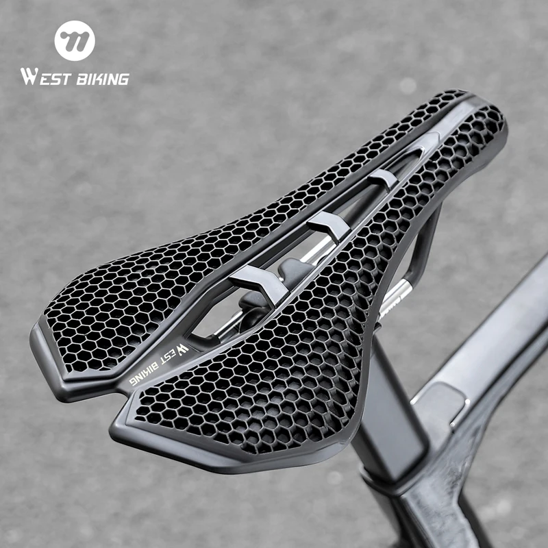 

WEST BIKING 3D Honeycomb Bicycle Saddle Comfortable Breathable Bike Saddle Professional Racing Road Bike Seat Multicolor 150mm