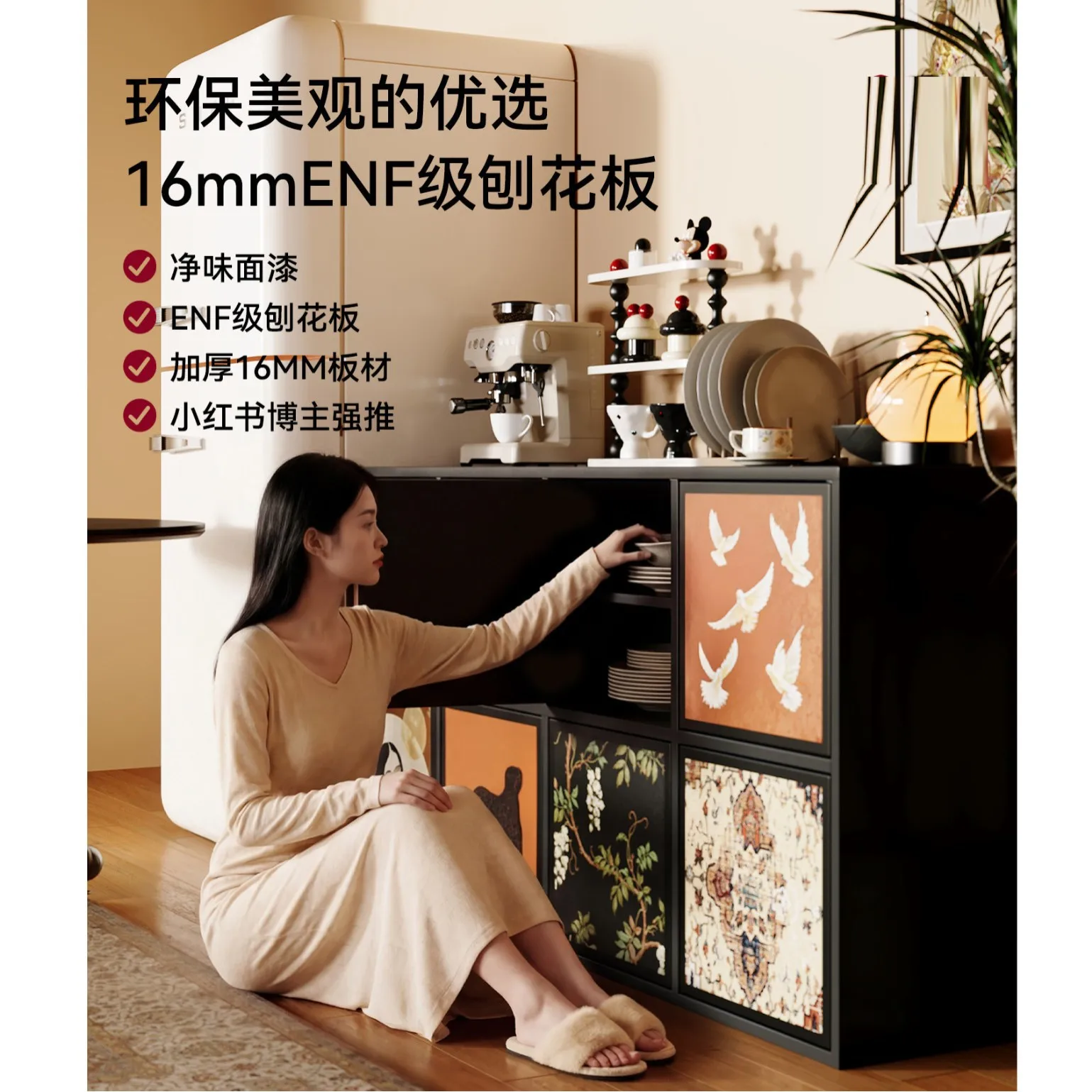 Grid bookcase, floor-standing storage rack, home bookcase, living room flexible combination, multi-layer storage low cabinet, TV