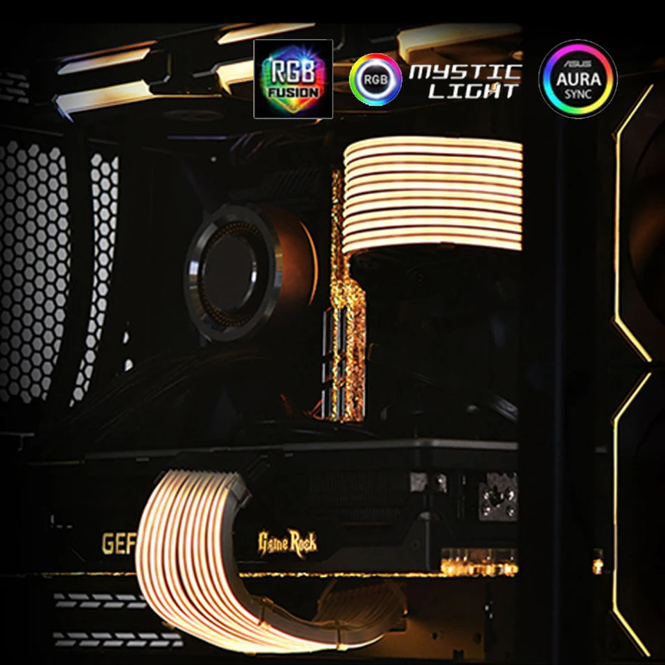 LIAN LI Strimer Plus RGB PSU Extension Cable Rainbow Noen Power