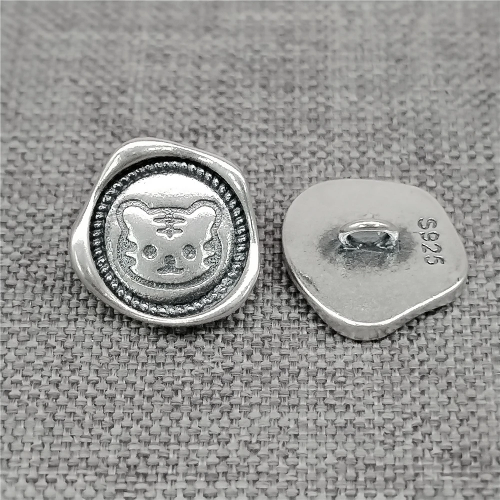 

Застежки-пуговицы из стерлингового серебра 4 пробы с изображением кота, серебро 925 пробы, проставка для браслета с изображением тигра