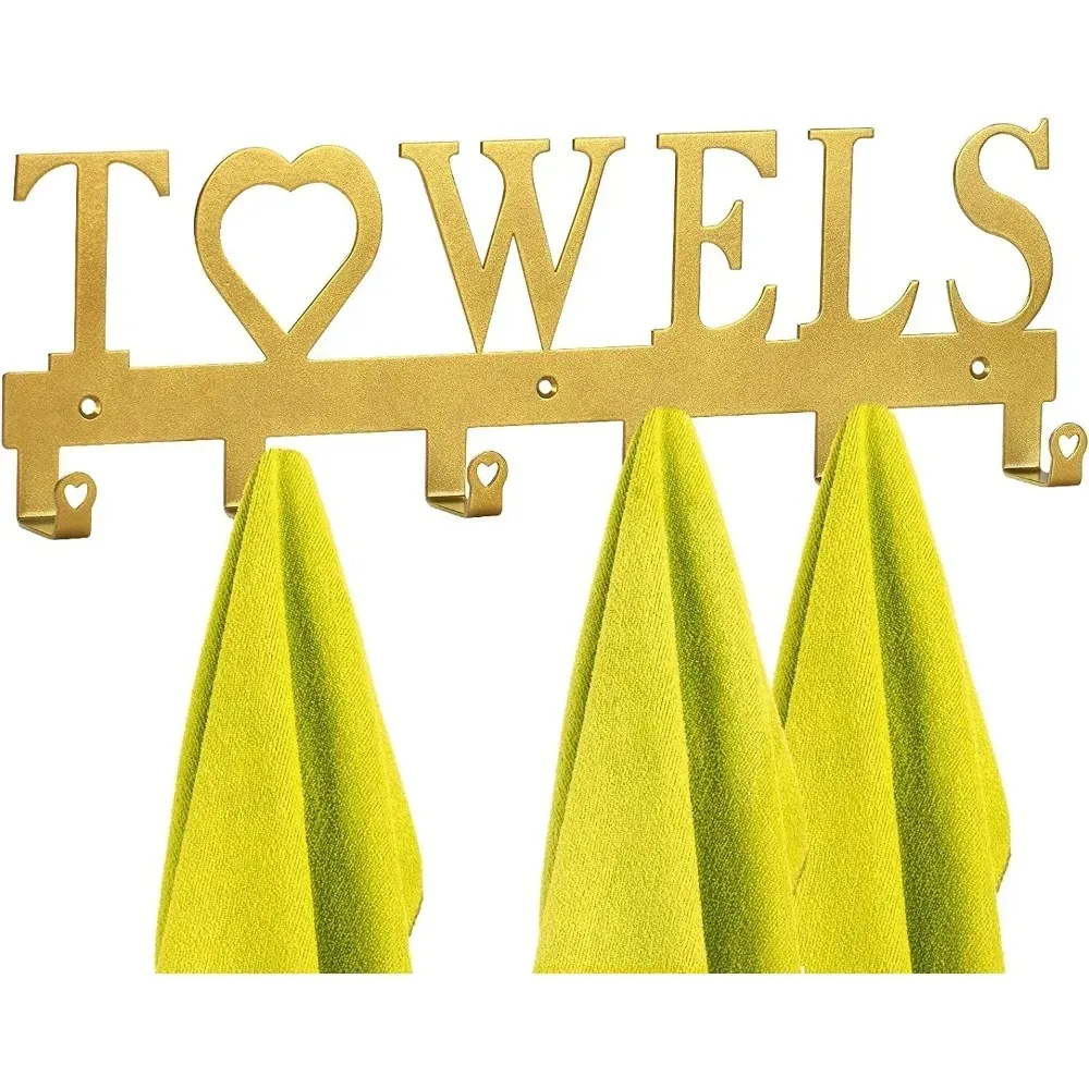 CIFBUY Metal Wall Art Stainless Steel Towel Holder Rack Wall Mount Hooks Hanging Decor for Home Bathroom Kitchen Rustic Gift