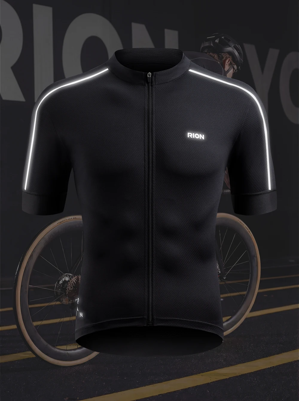 RION Herren-Radtrikot, Fahrradbekleidung, Profi-Mountainbike-MT-Bike-Shirt, UPF 50+, Ausrüstung für Nachtfahrten, Rennbekleidung, Outdoor-Bekleidung. – Detail 1