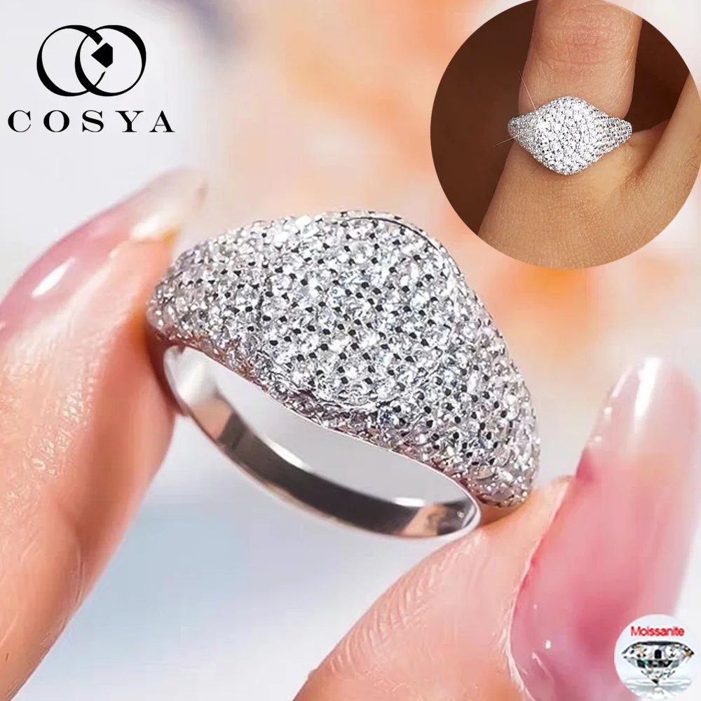

COSYA D Цвет Полный Муассанит Кольцо для Мужчин Женщин S925 Серебро 18 К Золото Сверкающий Лабораторный Бриллиант Хип-Хоп Группа Партия Изящные Ювелирные Изделия
