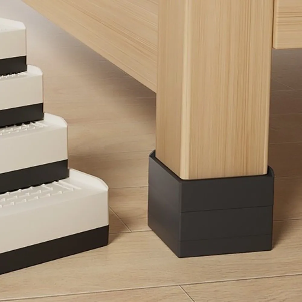 

4pcs Black Furniture Leg Pad L Shape Shock Absorption Anti-slip Pad Wear-resistant Moisture-proof Height Increasing Pad Bed Leg