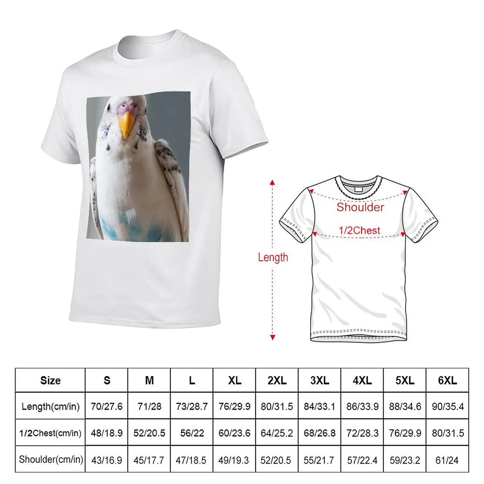 White and Blue Parakeet T-Shirt t shirt for man cotton tshirt 100% t shirts with prints T-shirt