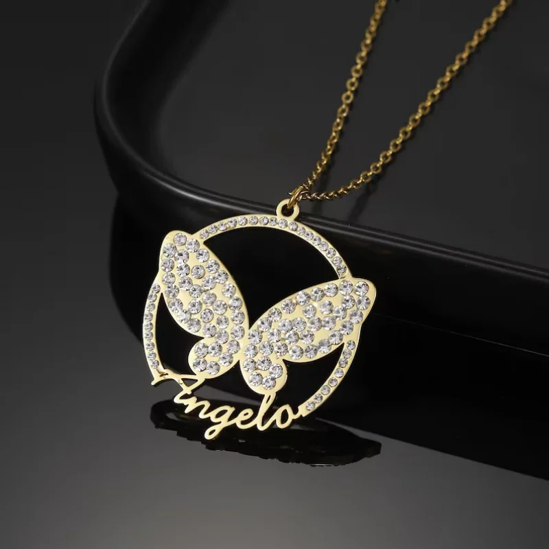 

Подвеска-бабочка из нержавеющей стали на заказ, модное ювелирное украшение, персонализированный подарок