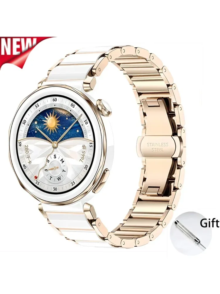 18mm ceramiczny pasek ze stali nierdzewnej do Huawei Watch GT7 GT6 GT5 Pro GT4 41mm 42mm, damski, szybkozłączny metalowy pasek, części zamienne — 2