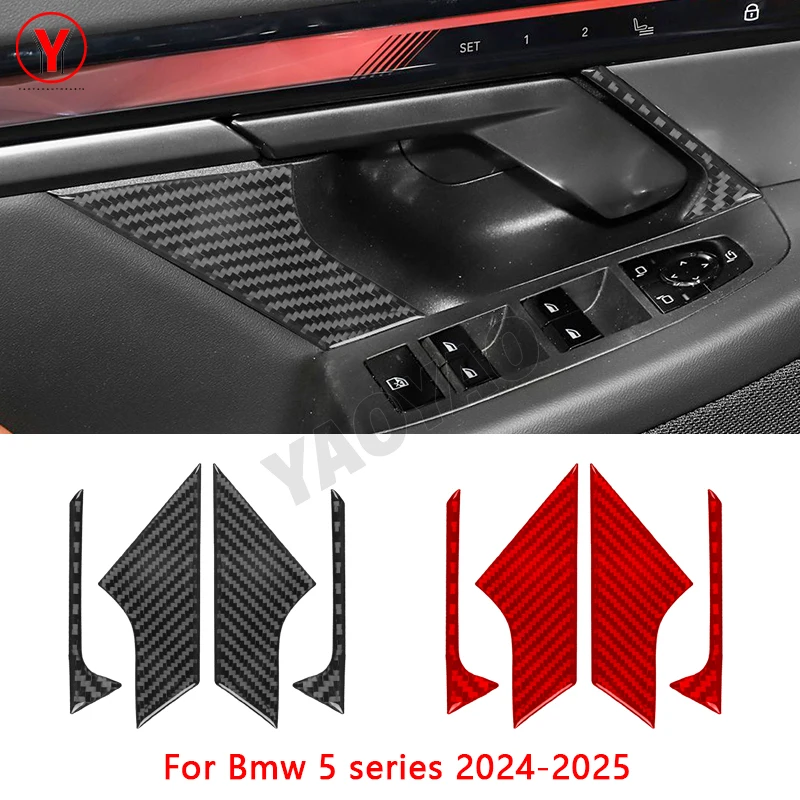

Carbon Fiber Door Handle Decorative Panel And Decorative Strip Car Accessories Sticker For BMW 5 Series i5 G60 G68 2024 2025