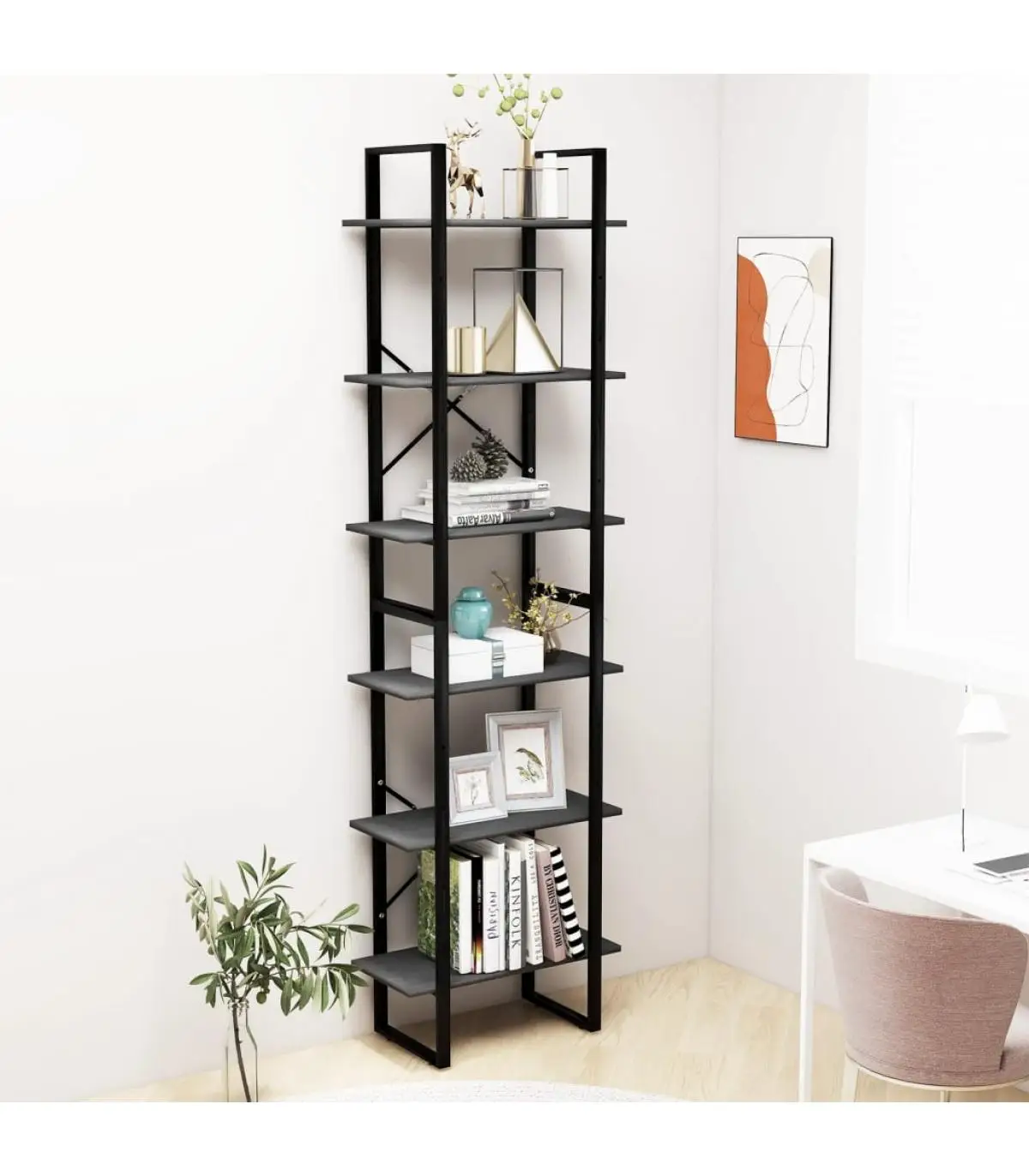 2 Pcs Solid Wood Pine Grey 60x30x210cm Bookcases & Shelves Storage Rack