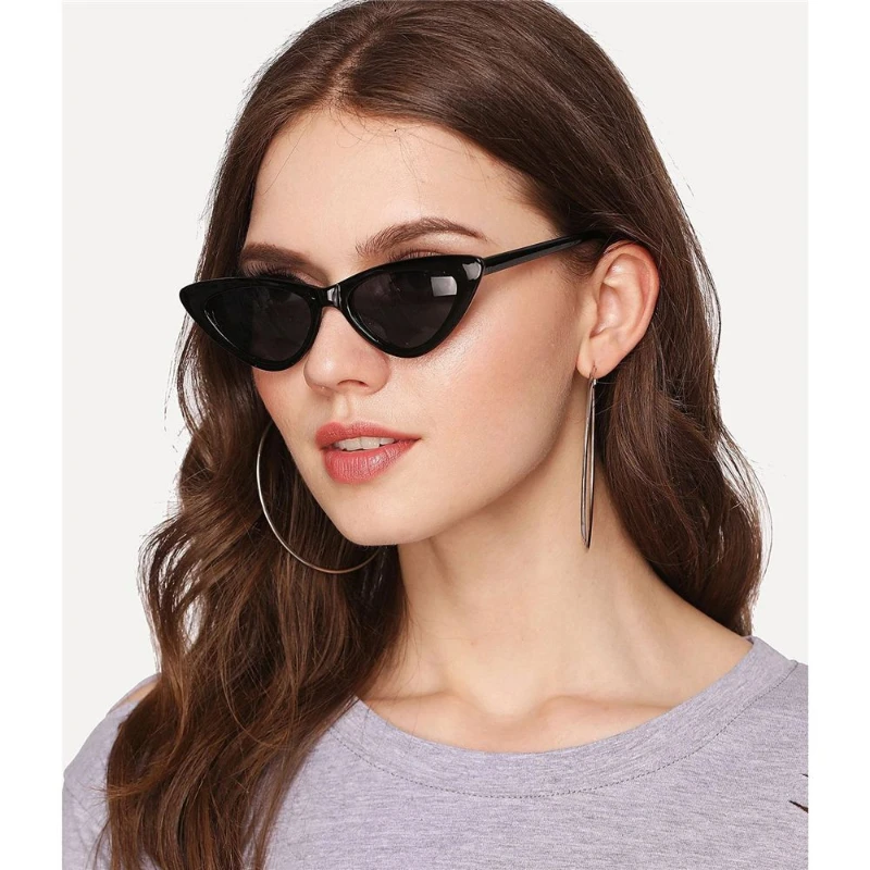 Fashion trends Cat Eye Eyewear Sexy Vintage Ladies Sunglasses Small Black White Triangle Woman Cute Sun Glasses UV400 image 6