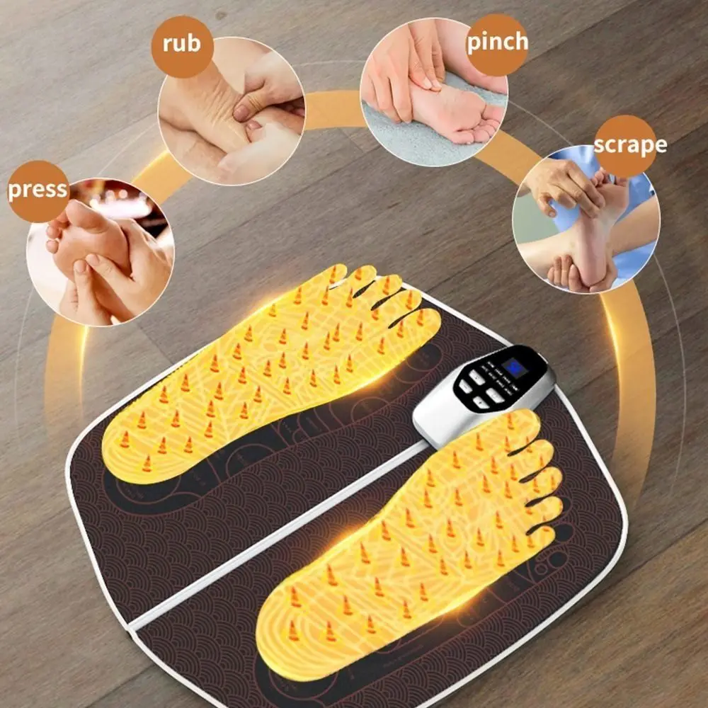 Electric EMS Foot Massager Pad with Remote Control 8-Mode Foot Circulation Massager Foldable Relaxation Tool