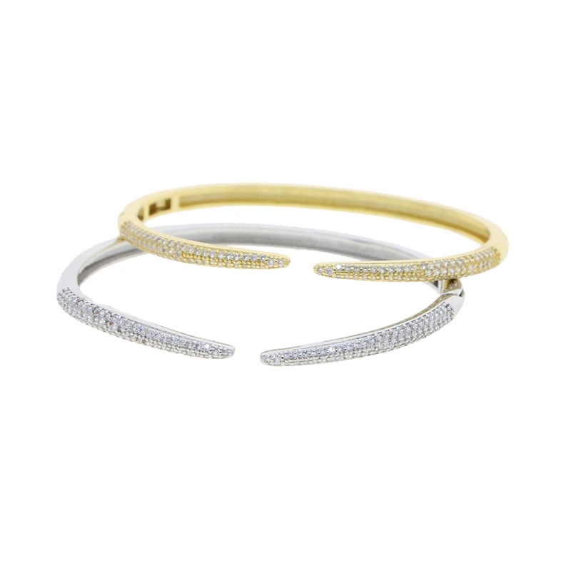 Micro Pave 5A Cubic Zirconia Spike Open Adjusted Bangle Bracelet For Women Geometric Classic Fashion Jewelry