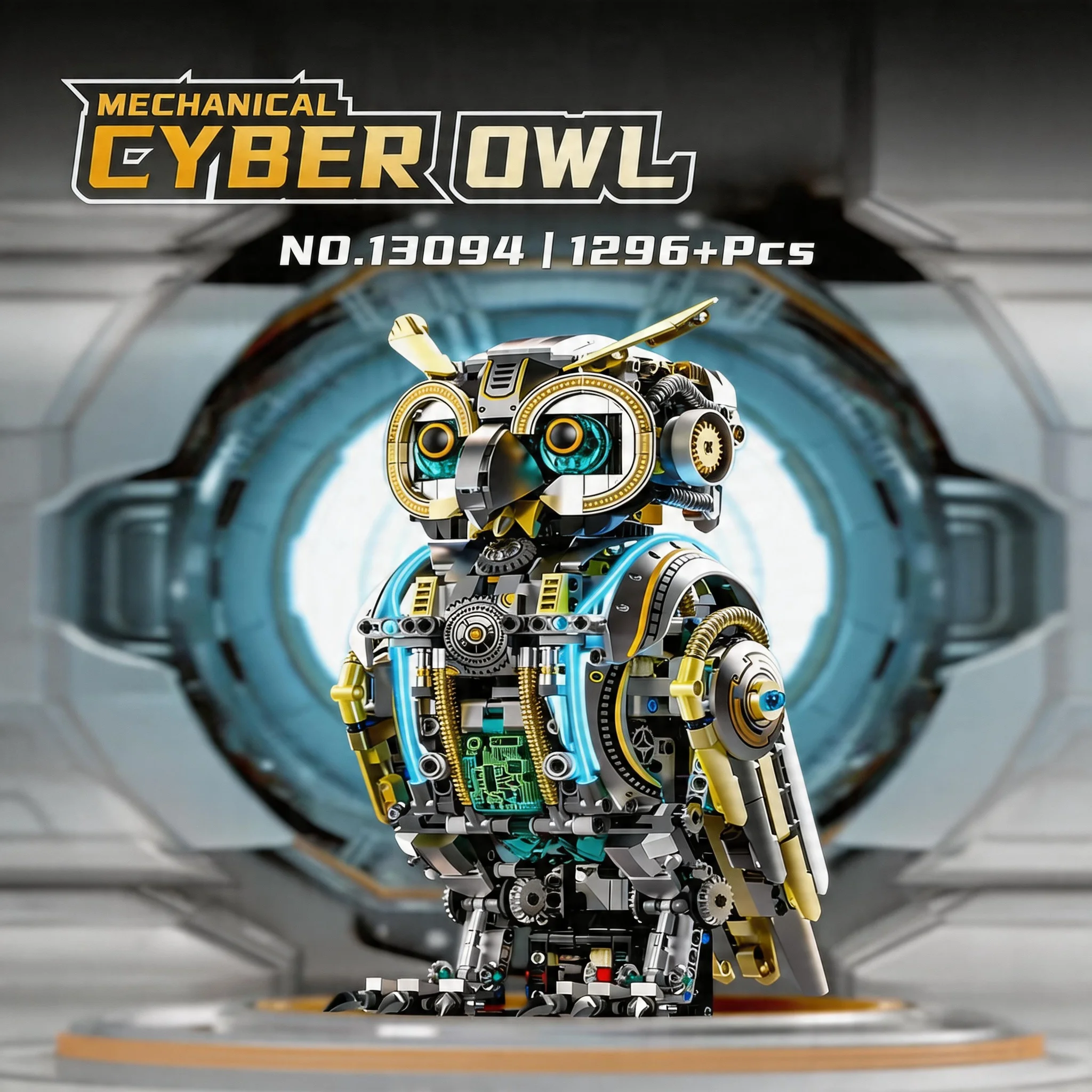 

Набор механических строительных блоков «Сова» из 1296 деталей, модель животного в стиле киберпанк со светодиодами, коллекционная STEM-игрушка в подарок для взрослых