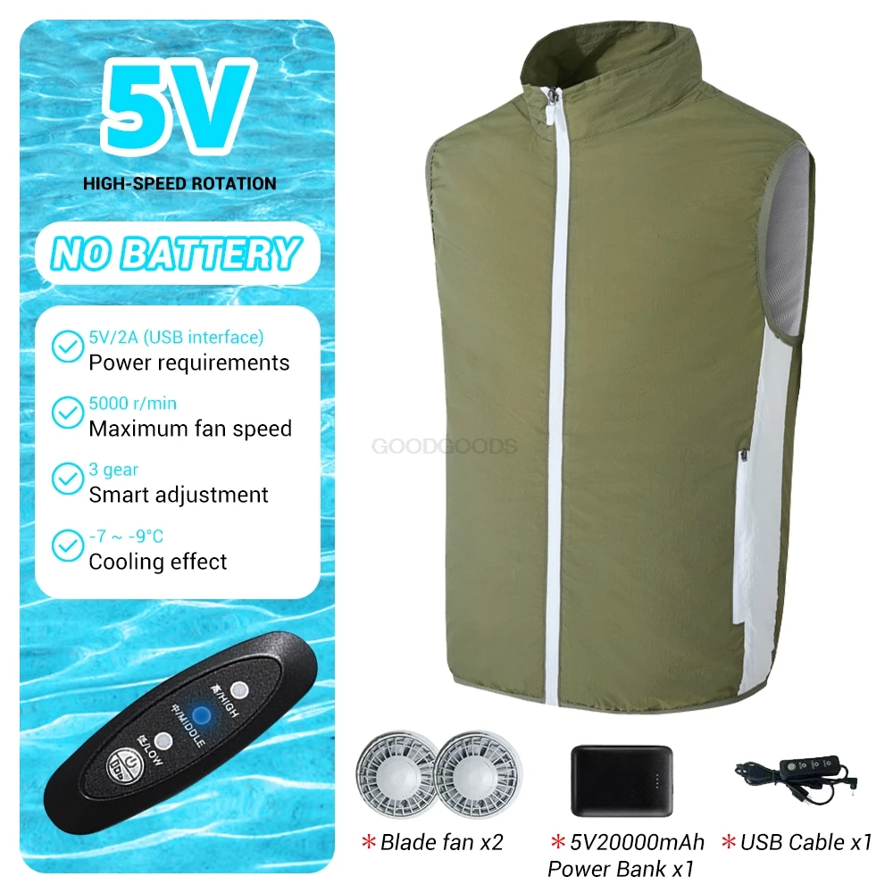 

Summer Men's Ice Vest Fan Air Conditioning Clothes Cool Vest Sport USB Charging Cooling Vest Worker Outdoor Camping Fishing