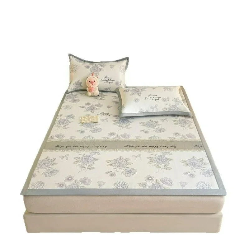 Customizable ice silk three-piece set summer air conditioner soft mat mattress machine washable