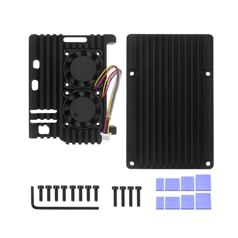 

YYDS Metal Case Aluminum Cover with Cooling Fans for Pi 5 Cooling Enclosure