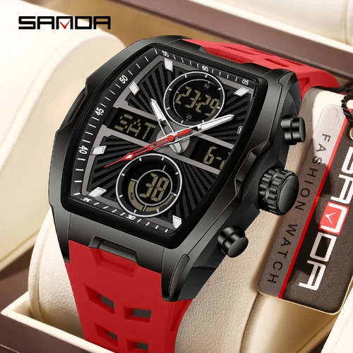 Imagen 2 del producto SNADA nuevo 6299 reloj electrónico de estudiante de moda tipo cubo de vino reloj electrónico deportivo multifuncional resistente al agua despertador