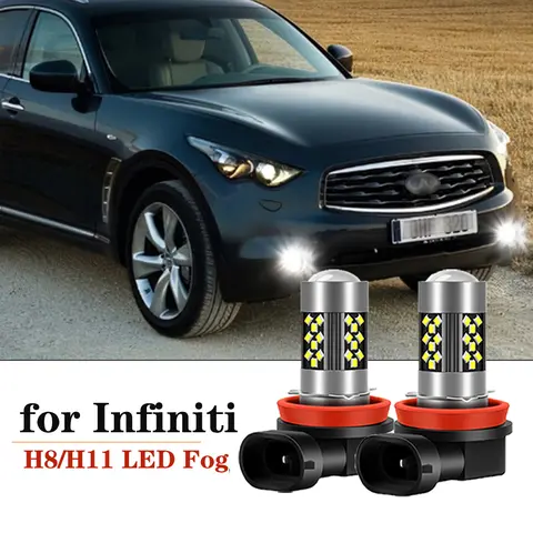 2x para Infiniti FX35 FX37 FX50 M35 M37 M56 QX50 QX56 QX60 QX70 Q40 Q60 EX35 G25 G37 JX35 luz antiniebla LED Blub H11 H8 lámpara Canbus
