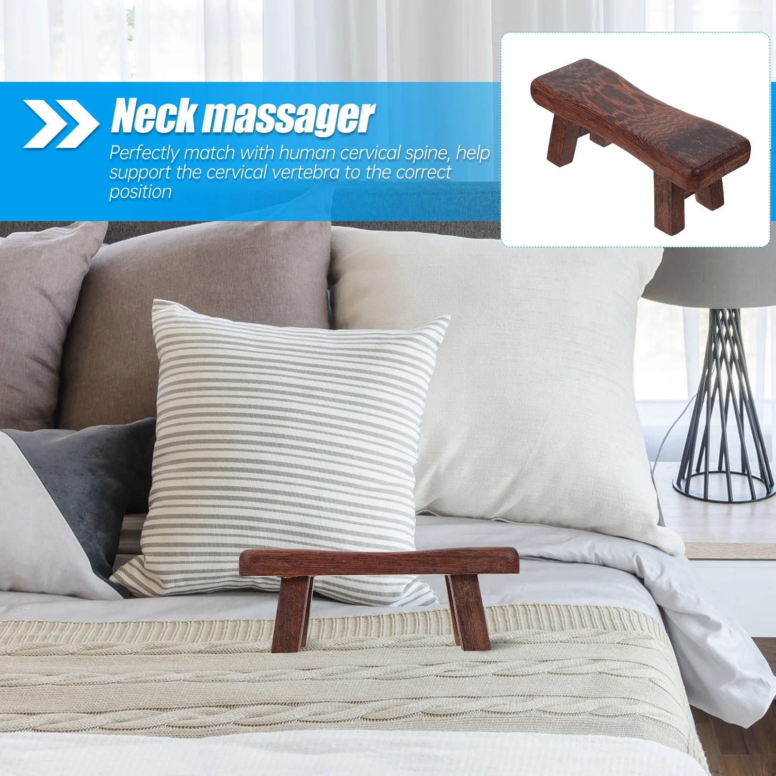 

1pc Hard Wood Cervical Neck Support Health Sleeping Pillow Ergonomic Natural Wood Pillow For Home Office Travel Use