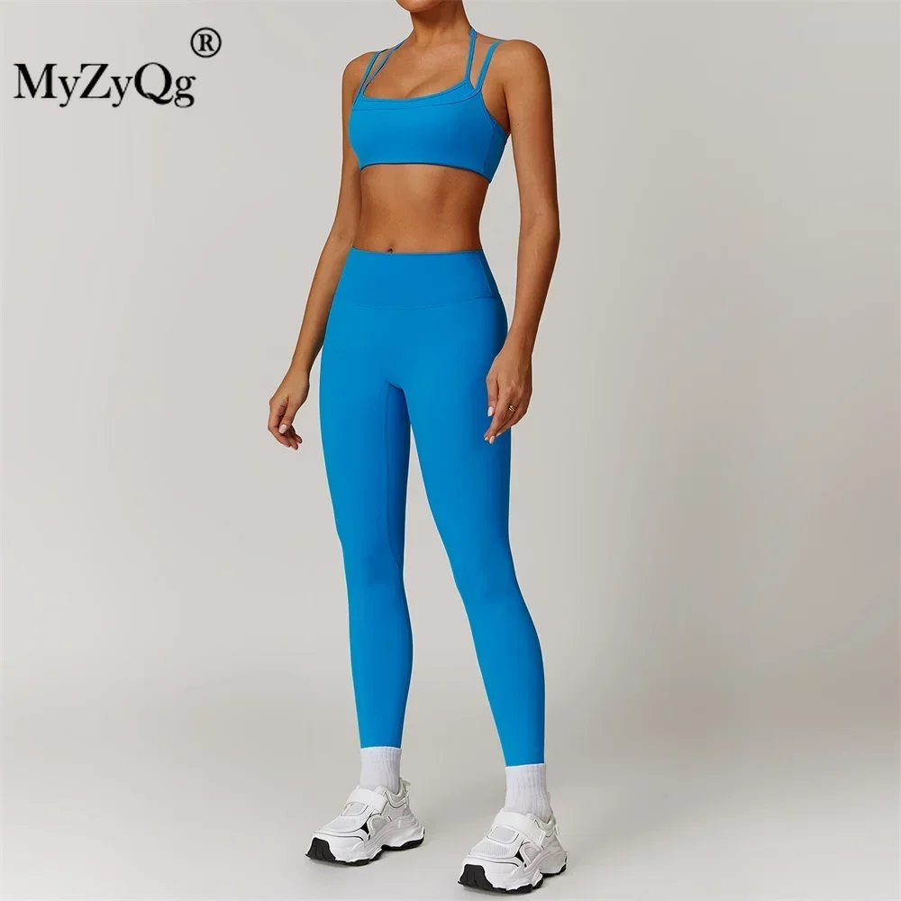 MyZyQg Women  Two Piece Sets Quick Dry Yoga Bra Leggings Set Outdoor Training Wear Running Sports Fitness Wear Tight Suit Outfit