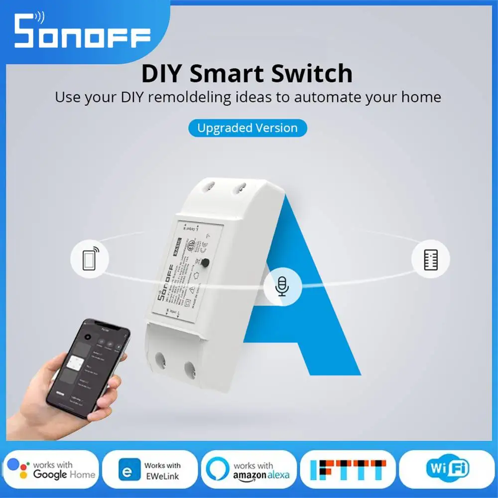 SONOFF Basic R2 WiFi Smart Switch Wireless DIY Relay Module Via Ewelink APP Works With Alexa Home Assistant Alice Smartthings