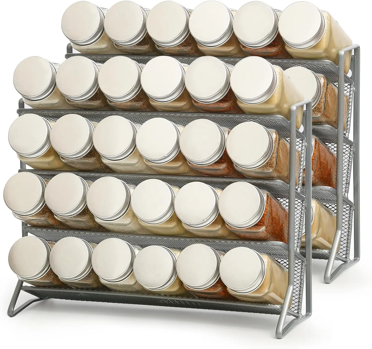 

4-Tier Adjustable Spice Rack Organizer - Wall Mounted & Free Standing | Bamboo Kitchen Pantry Storage with Tool-Free Assembly
