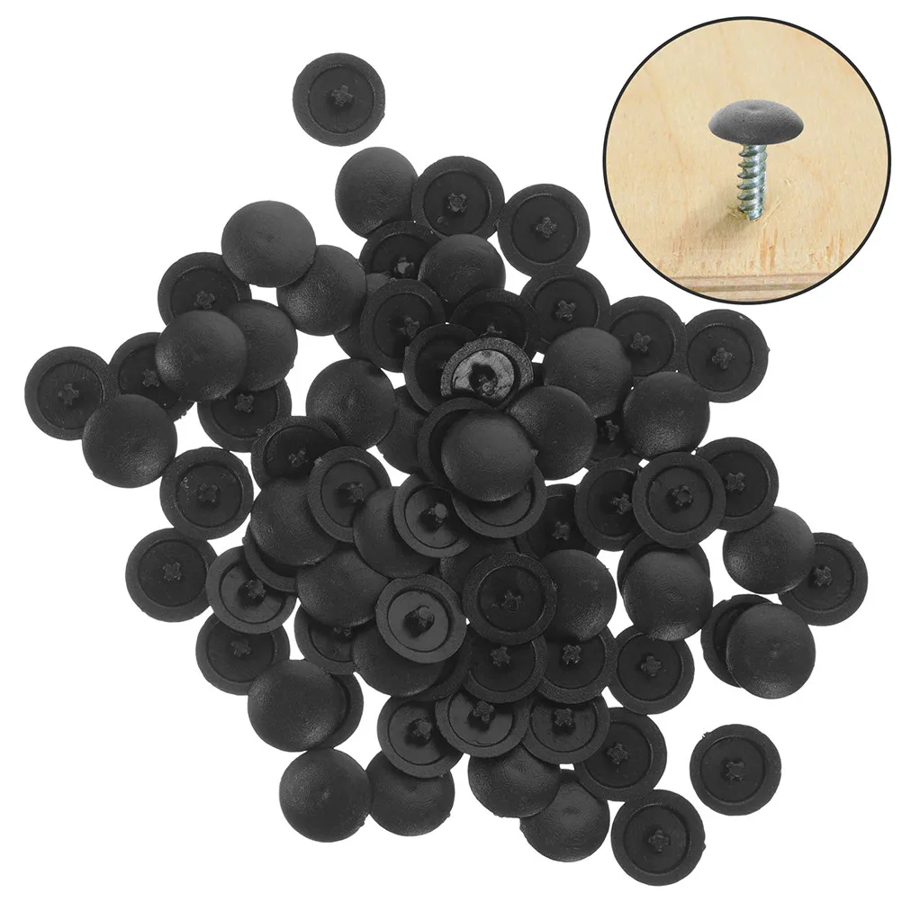 200Pcs Screw Caps Plastic Black Decorative Cover for Cross Head Screws Self Tapping Hole Covers Screw Protection