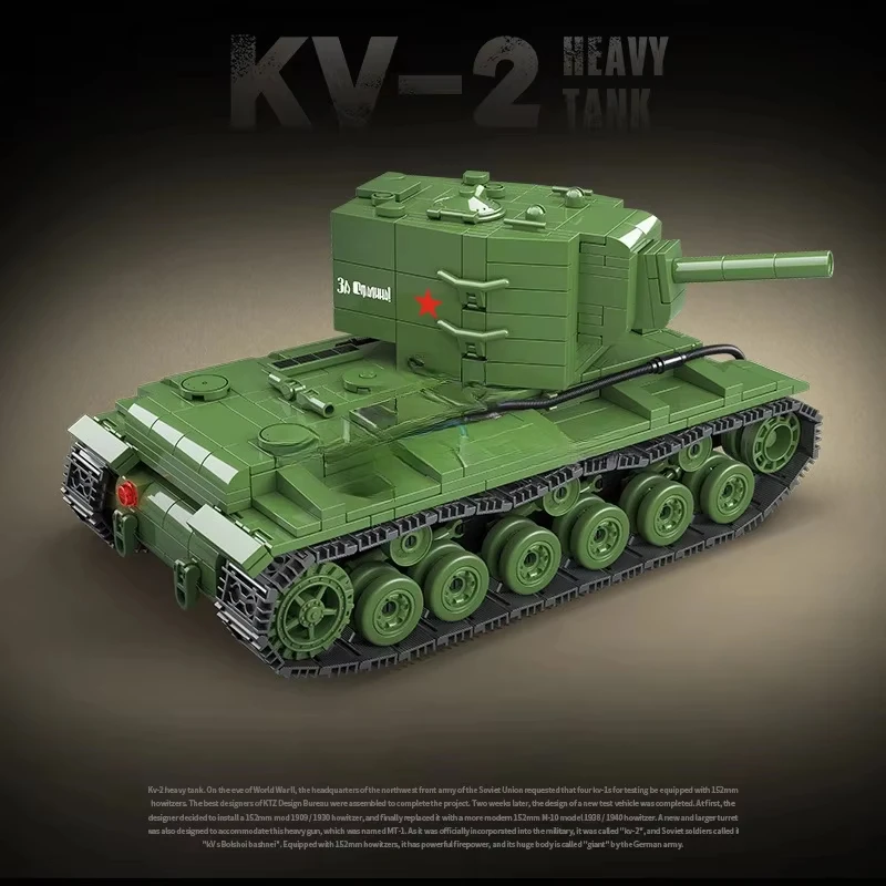 1180 قطعة MOC الحرب العالمية الثانية العسكرية KV-2 دبابة ثقيلة اللبنات لعبة جمع نموذج الأطفال لهدايا عيد الميلاد وأعياد الميلاد