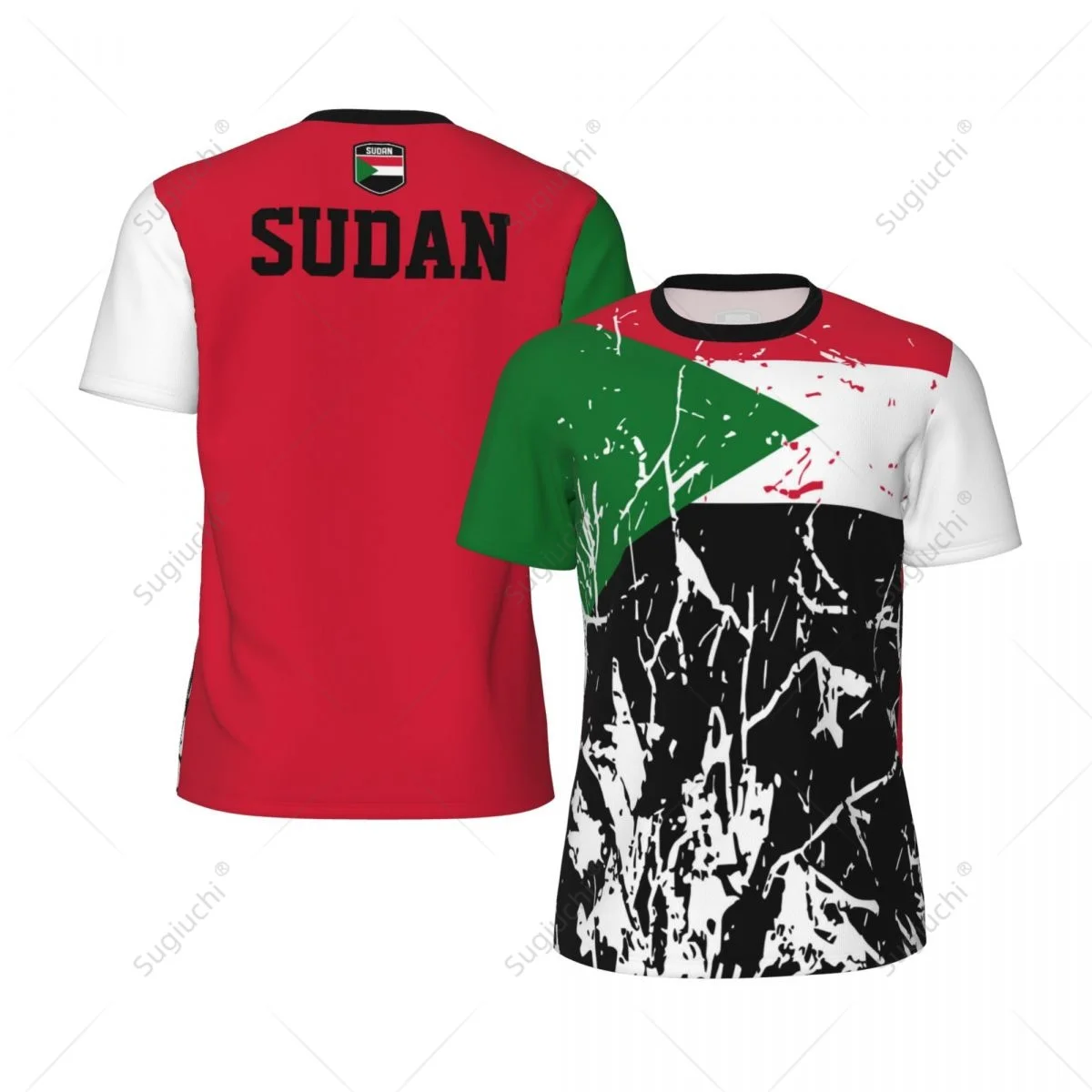 Camiseta deportiva con estampado 3D de la bandera de Sudan para hombre, diseño exclusivo, para correr, bicicleta, fútbol, tenis, Fitness, Camiseta corta para fanáticos de la malla