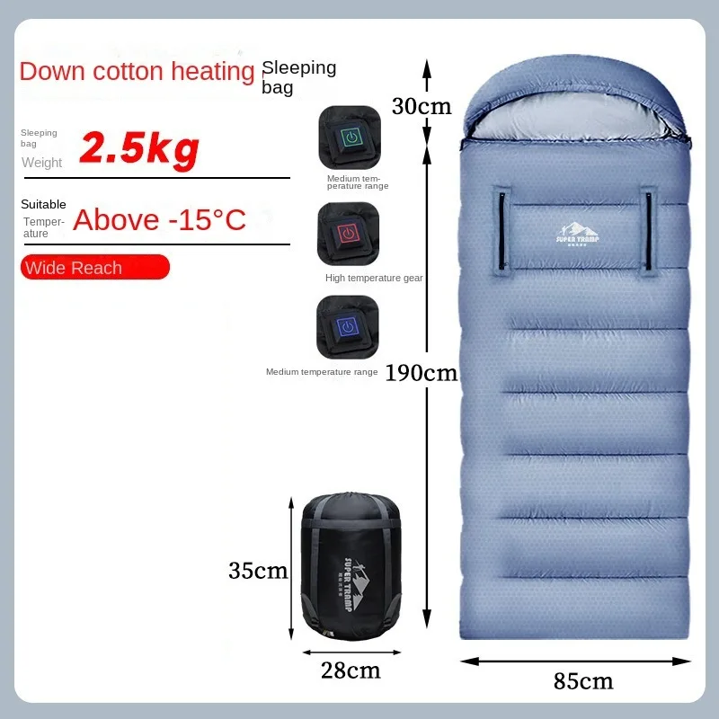 Usb Heating Sleeping Bag Camping Hiking Connection To Power Bank Winter Thick Sleeping Bag Outdoor Survival Camp Gear Waterproof