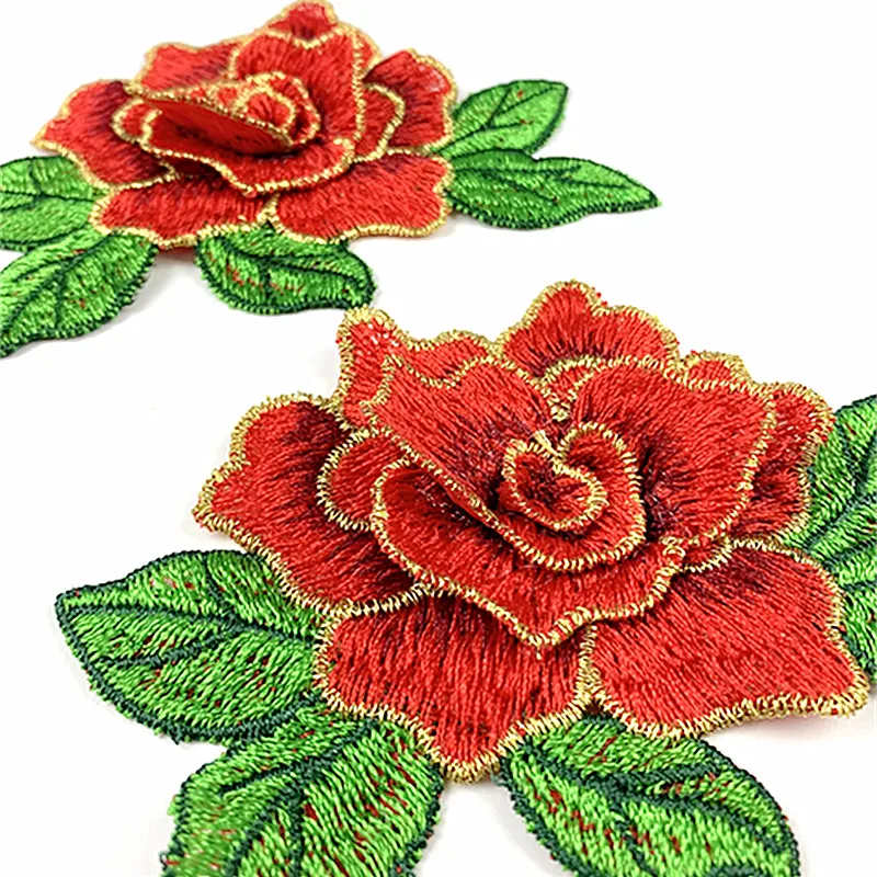 CHICKNIT Mode 7x10cm bestickte 3D-Spitzenblume gelb rot DIY Neue Tanzrock-Partykleidung Accessoires CA16 – Detail 8