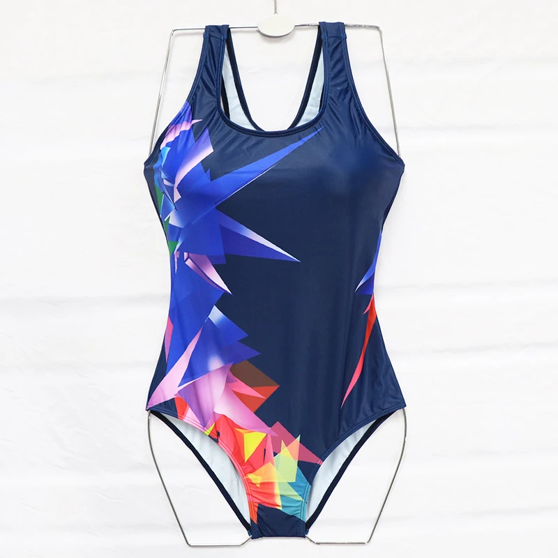 Riseado Sport One Piece Swimsuit Paint Printing Swimwear Women athlet Bathing Suits Racer Back Beachwear