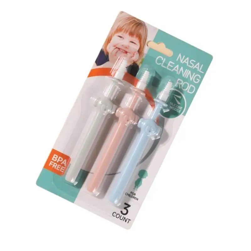

652F Pack of 3 Baby Nose & Ear Cleaning Gadget Soft Silicone Designs Nasal Booger & Earwax Remover for Toddlers & Infants